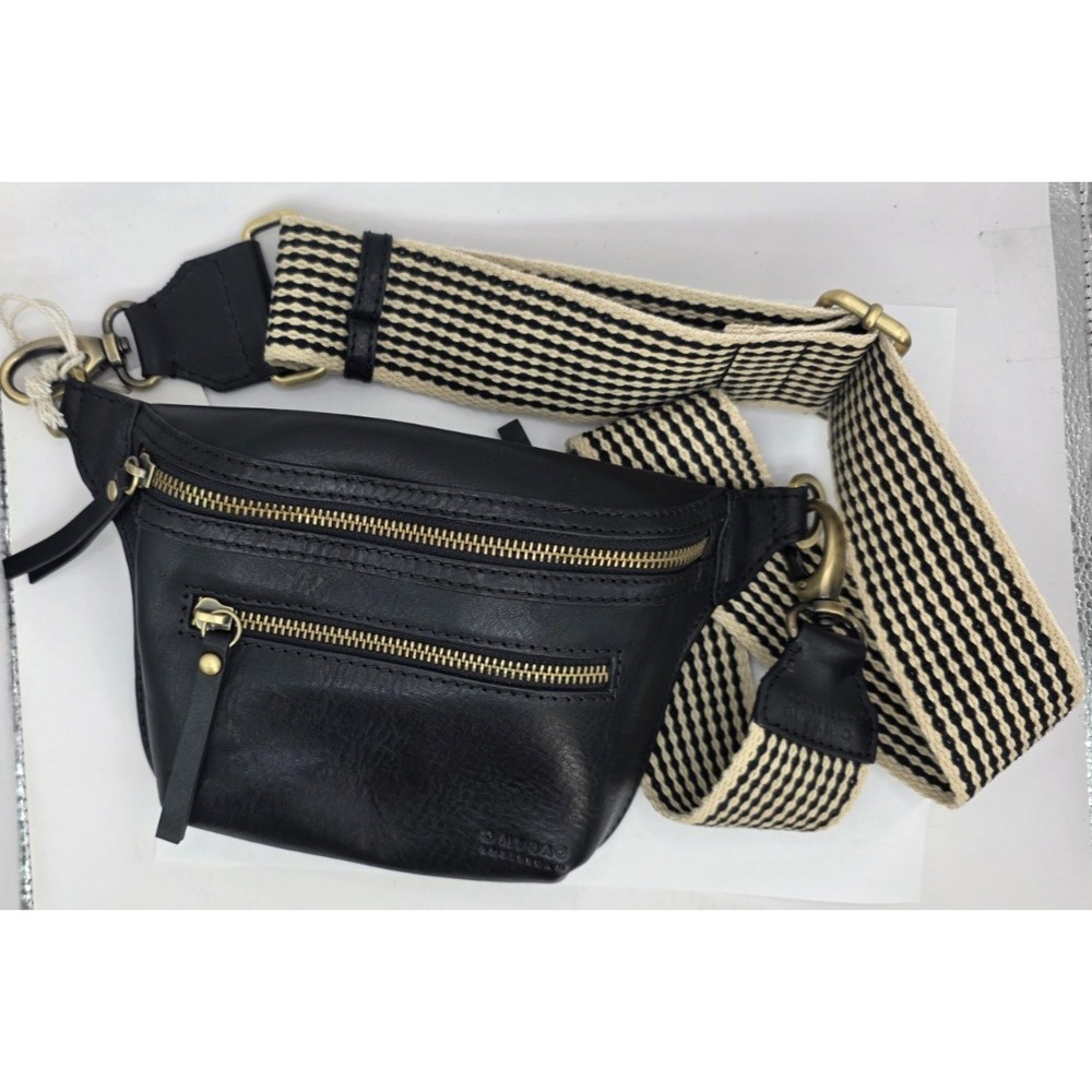 O MY BAG AMSTERDAM Beck's Bum Bag Black Stromboli Leather Crossbody Adjust *NEW*